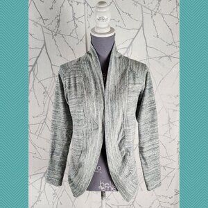 J76 White Gray Spacedye Bamboo Cotton Open Circle Cardigan